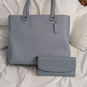 Beautiful heather grey Coach purse and wallet